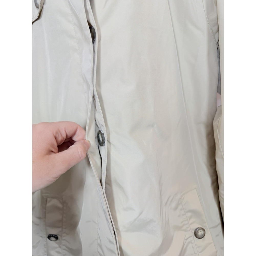 Eddie Bauer WeatherEdge Trench Coat Womens Medium Beige Rain Jacket Minimalist - Picture 9 of 16